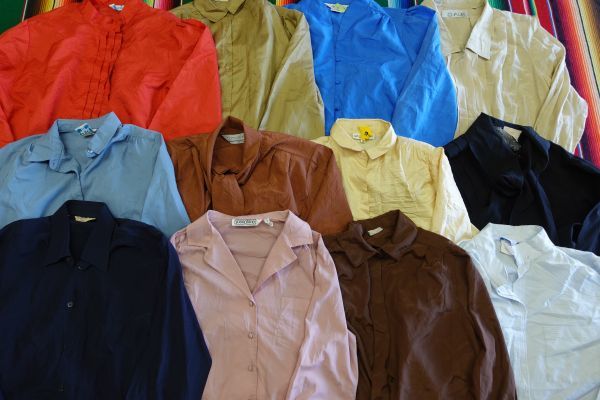 LDS-BLS1 ビンテージ レディース プレーンブラウス 長袖￥1～US古着卸大量セット業者まとめ売り