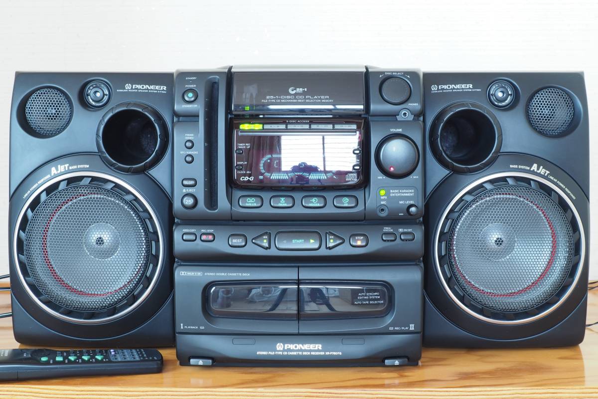 Pioneer CDデッキ スピーカー搭載 シルバー/ブラック Pioneer CDチェンジャー カセット デッキ ステレオスピーカー付き XR