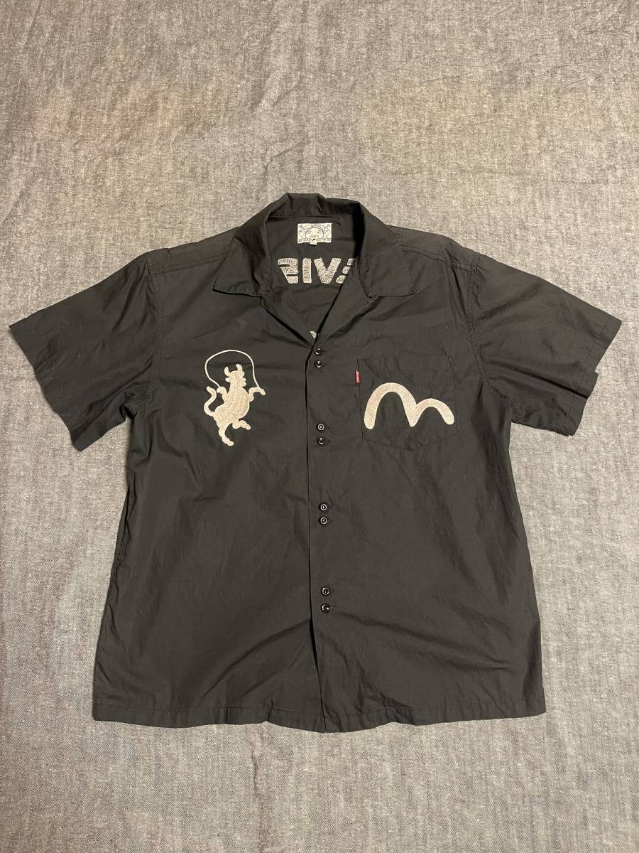 Evisu エヴィス オープンカラーシャツ ブラック paris サイズ42 