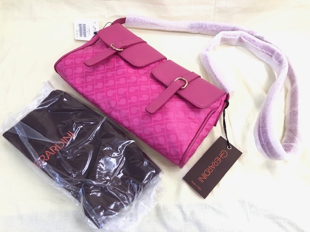 『未使用品◆ゲラルディーニ ショルダーバッグ ハンドバッグ イタリア製 GHERARDINI 専用袋 レディース 鞄 Gマークモノグラム 定価￥42，000