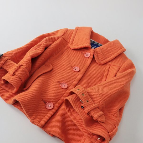 BURBERRY BLUE LABEL バーバリーブルーレーベル ウール ステンカラー ショートコート 38/オレンジ【2400013365086】