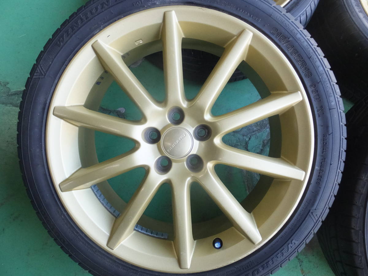 スバル 純正 ゴールド☆7J+55 PCD100-5穴☆215/45R18☆レガシィ 