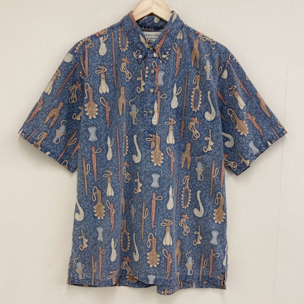 ハワイ製 reyn spooner プルオーバー コットン アロハシャツ 半袖 総柄 Lサイズ reynspooner レインスプーナー ハワイアンシャツ 3050195