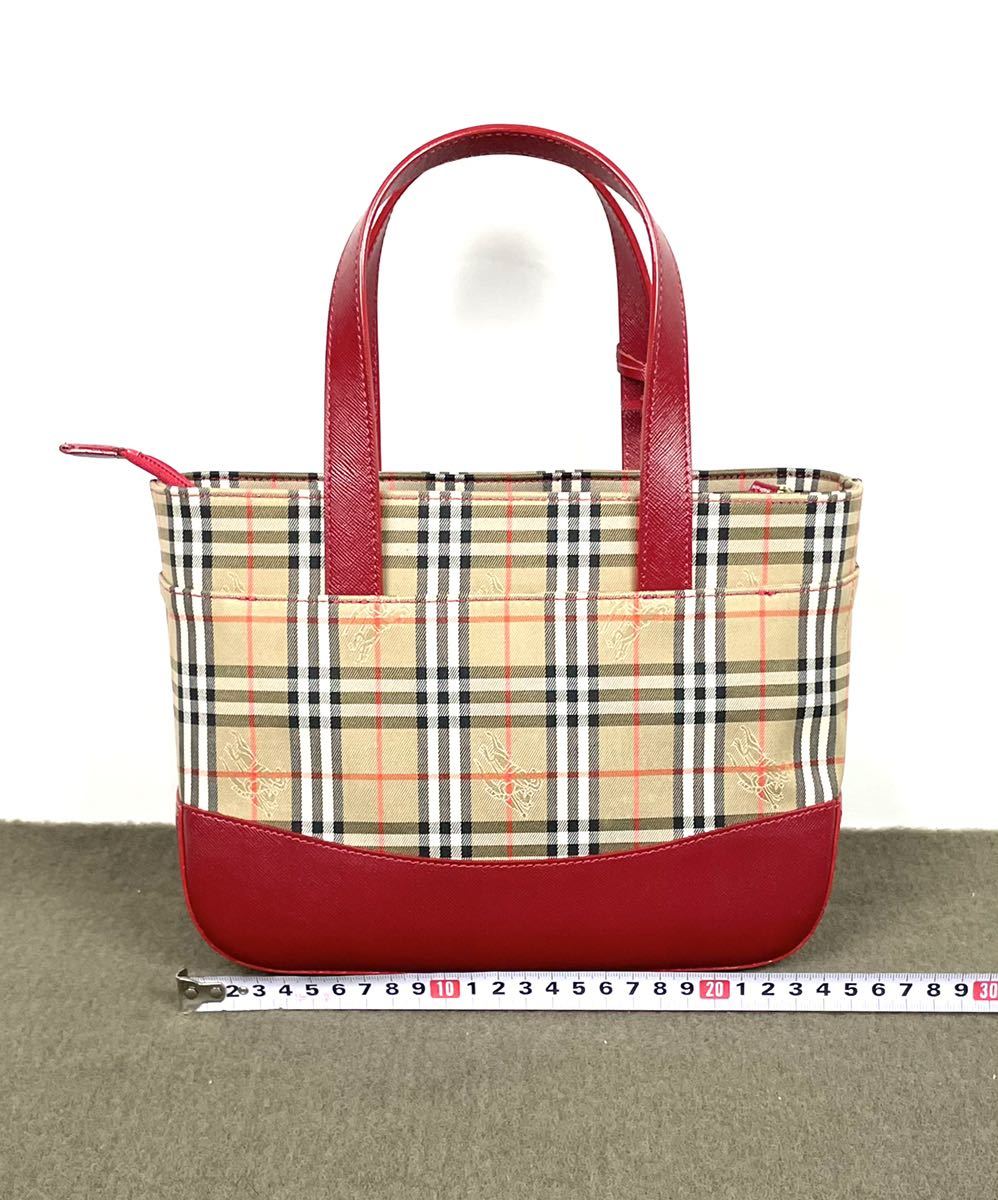 希少 超美品 バーバリーズ ノバチェック シャドーホース ガーメントバッグ ○タグ付き BURBERRY ノバチェック シャドーホース 赤 ハンドバッグ