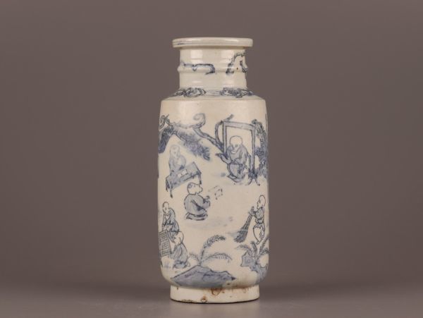 中国古玩 唐物 花瓶 染付 明時代 中国 時代物 幅約20cm 元染