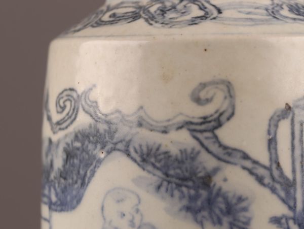 中国古玩 唐物 花瓶 染付 明時代 中国 時代物 幅約20cm 元染