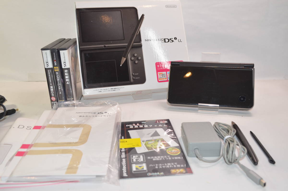 ★画面傷なし ソフト3本付き 動作良好★dsi ll 本体 ダークブラウン★ニンテンドー nintendo★