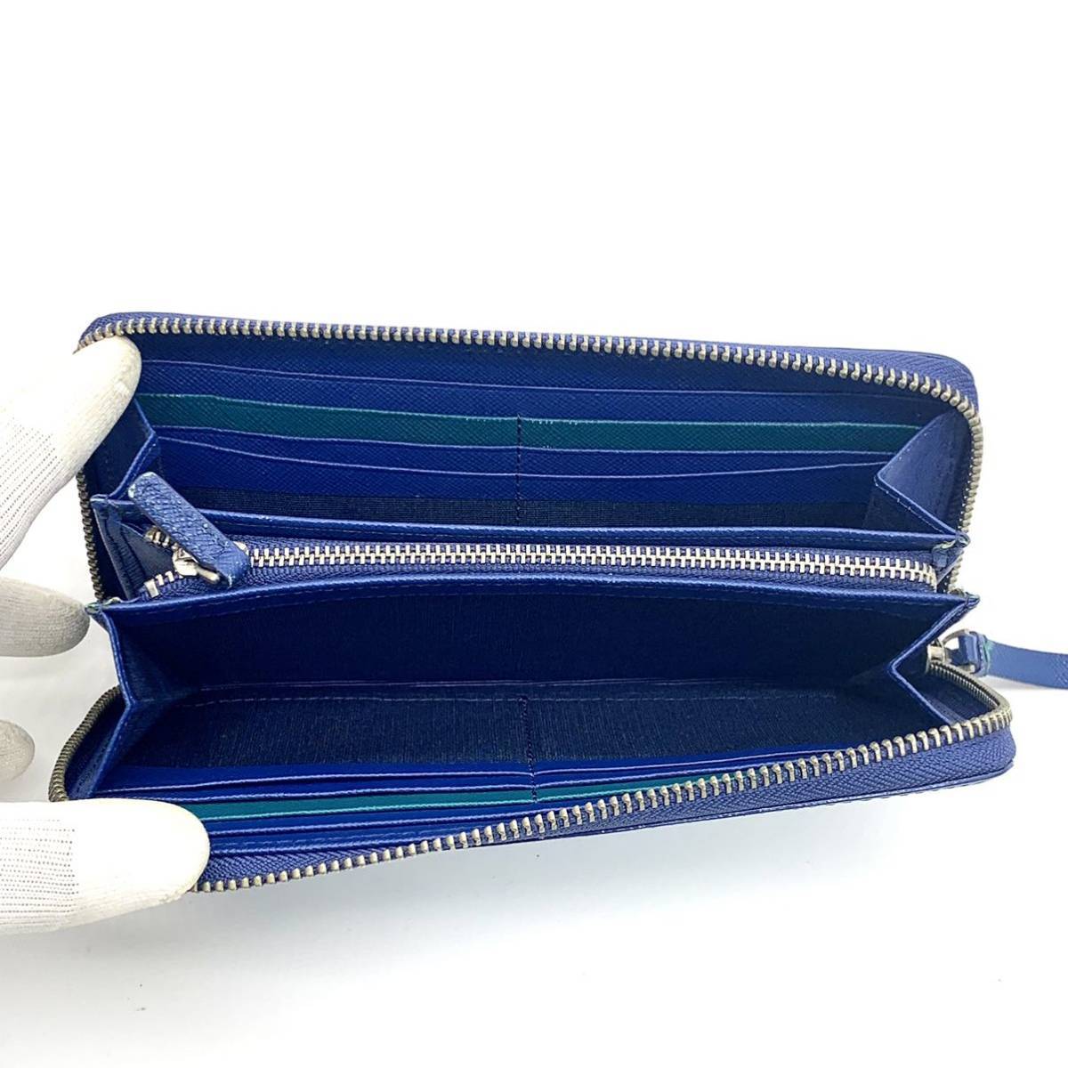 希少カラーブルー 美品】ポールスミス Paul Smith 長財布 ラウンド 