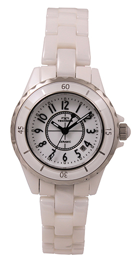 送料無料新品TECHNOS/テクノス【正規品】 T9924TW　セラミックケース＆ベルト 三針 腕時計 レディース ホワイト