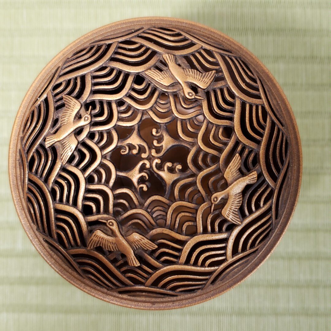 銅製 精山在銘 松竹梅 香炉 三足 香道具 茶道具 精山造 アンティーク