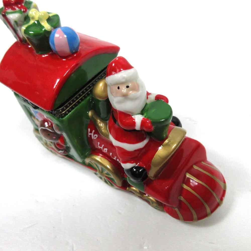 クリスマス スレッド 陶器のそり △▽クリスマスの置物♪サンタとプレゼントボックスの開くソリ♪小物