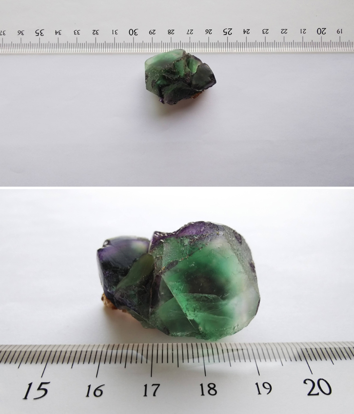 グリーンコア＆パープル フローライト 蛍石 結晶 原石 標本 約132ct