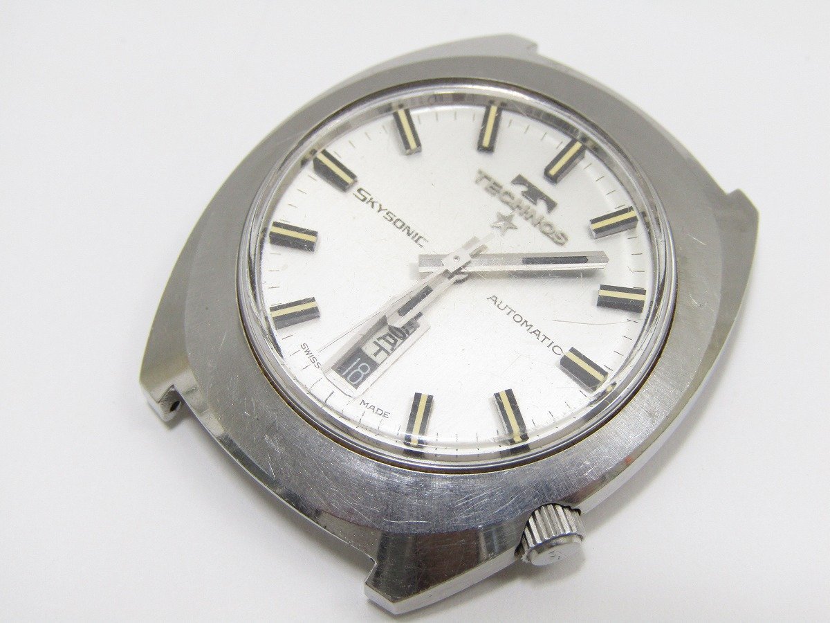 【9N37】 1円スタート TECHNOS AUTOMATIC Sky Lighr テクノス スカイライナー 稼動品 自動巻き デイト メンズ 腕時計 1円スタート！TECHNOS テクノス SKYSONIC スカイソニック AUTOMATIC