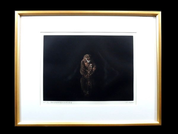野田弘志/「甲申」/銅版画/メゾチント/額装品/直筆サイン入り/リアリズム/写実主義/写実絵画/作家物/美術品