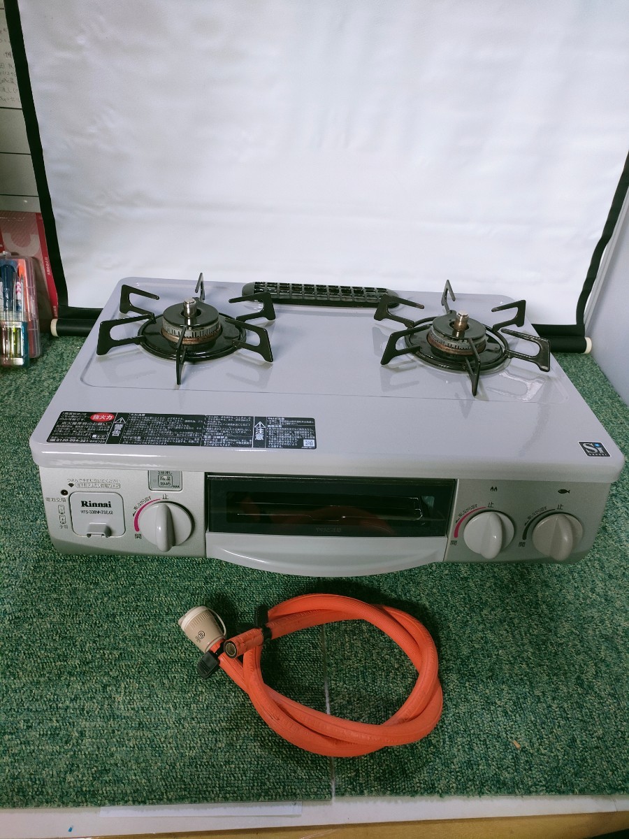 (中古良品、使用僅か、東大阪市渋川町引取大歓迎)Rinnai リンナイ RTS-338WNCTS2-L ガスコンロ ・Siセンサー LPガス用