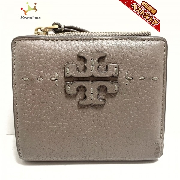 トリーバーチ TORY BURCH 2つ折り財布 レザー グレージュ 財布 【公式
