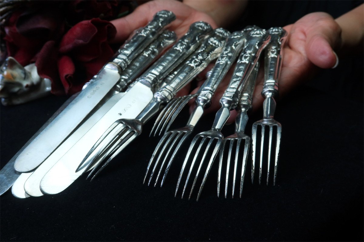 925 STERLING SILVER 純銀ハンドル 19世紀 英国 イギリス アンティーク