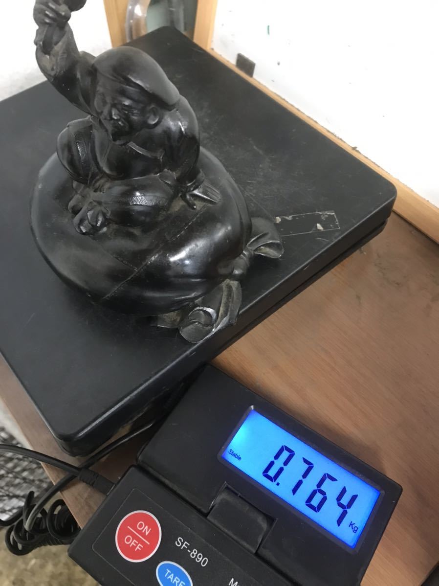 Y 置物2☆格安スタート☆ 大黒天 大黒様 重量764g 鋳銅？ 七福神 貯金
