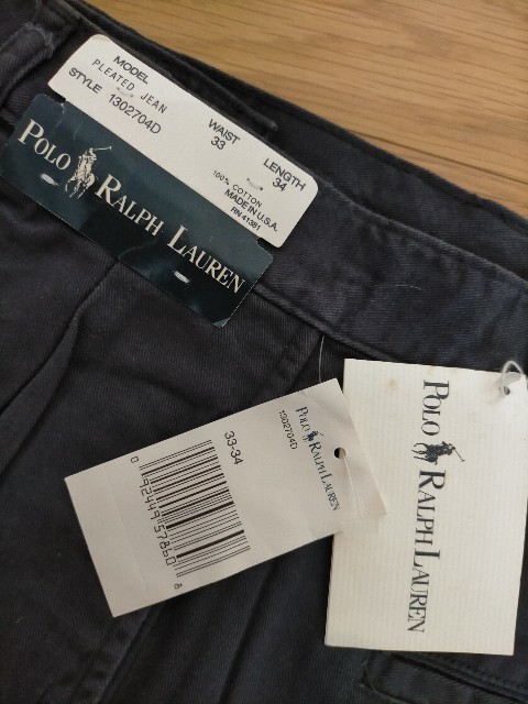 新品 デッドストック 90s ビンテージ USA製 POLO RALPH LAUREN POLO CHINO ポロラルフローレン 2タック チノパンツ PLETED JEAN W33L34
