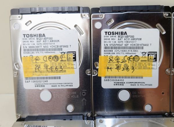 正常判定!!】 HDD ハードディスク 2.5インチ 500GB 計10個 東芝