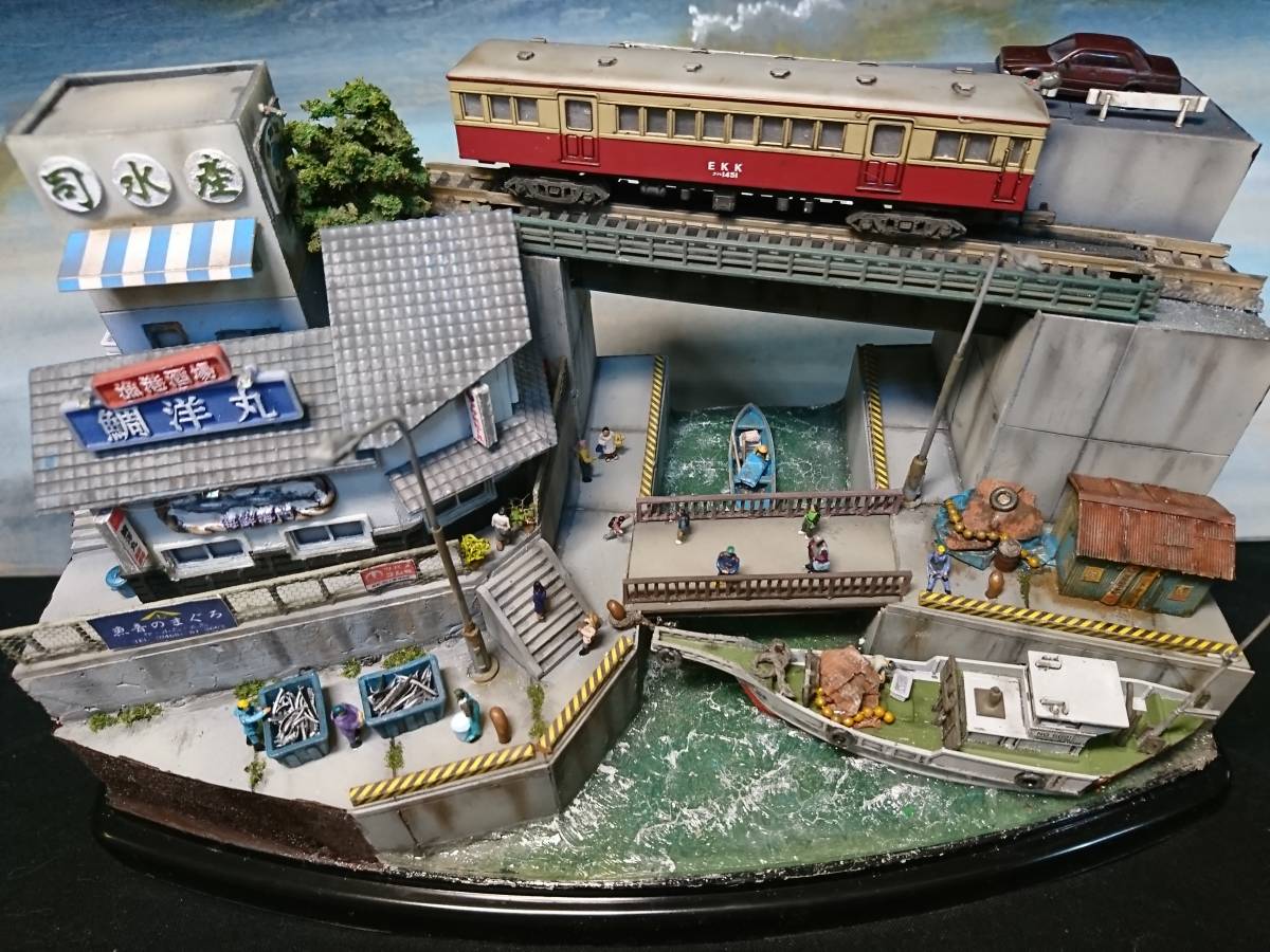 漁港を見おろす路線の旅 ジオラマ 1/150(ストラクチャー)｜売買された 