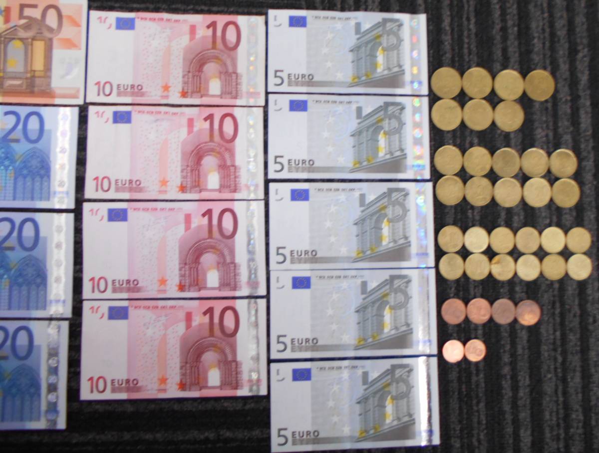 1円 外国 紙幣 硬貨 おまとめ ヨーロッパ ユーロ 紙幣計175ユーロ