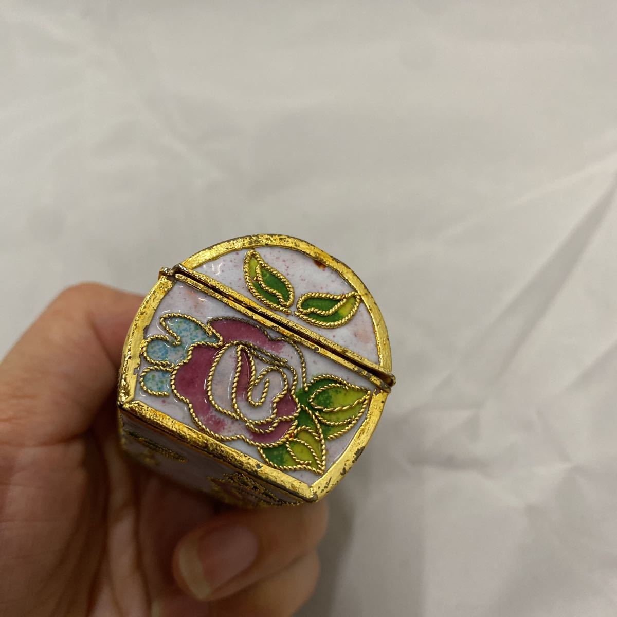 06173 七宝焼 小物入れ 爪楊枝入れ 花柄 花模様 レトロ アクセサリー 