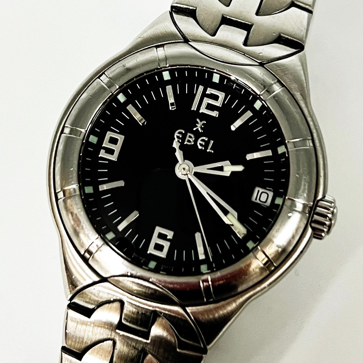 電池交換済 EBEL エベル Type E 9187C41 黒文字盤 メンズ クォーツ  