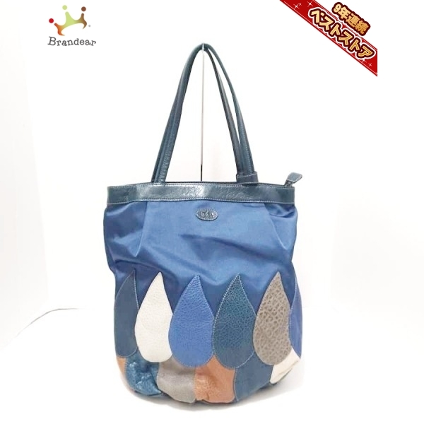 イビザ IBIZA ショルダーバッグ - ナイロン×レザー ブルー×ネイビー