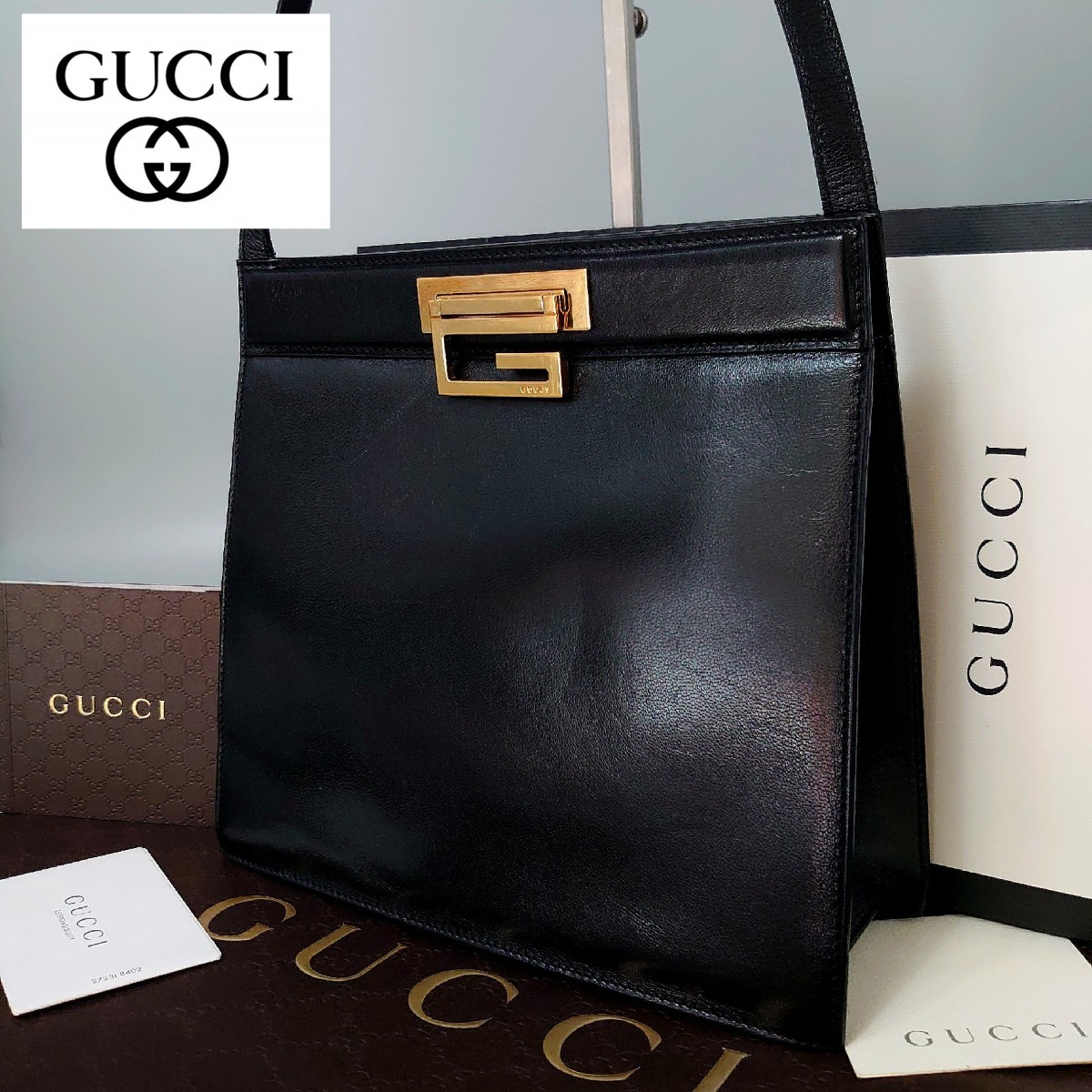 1円～ GUCCI グッチ G金具 オールレザー ワンショルダートート ハンド 