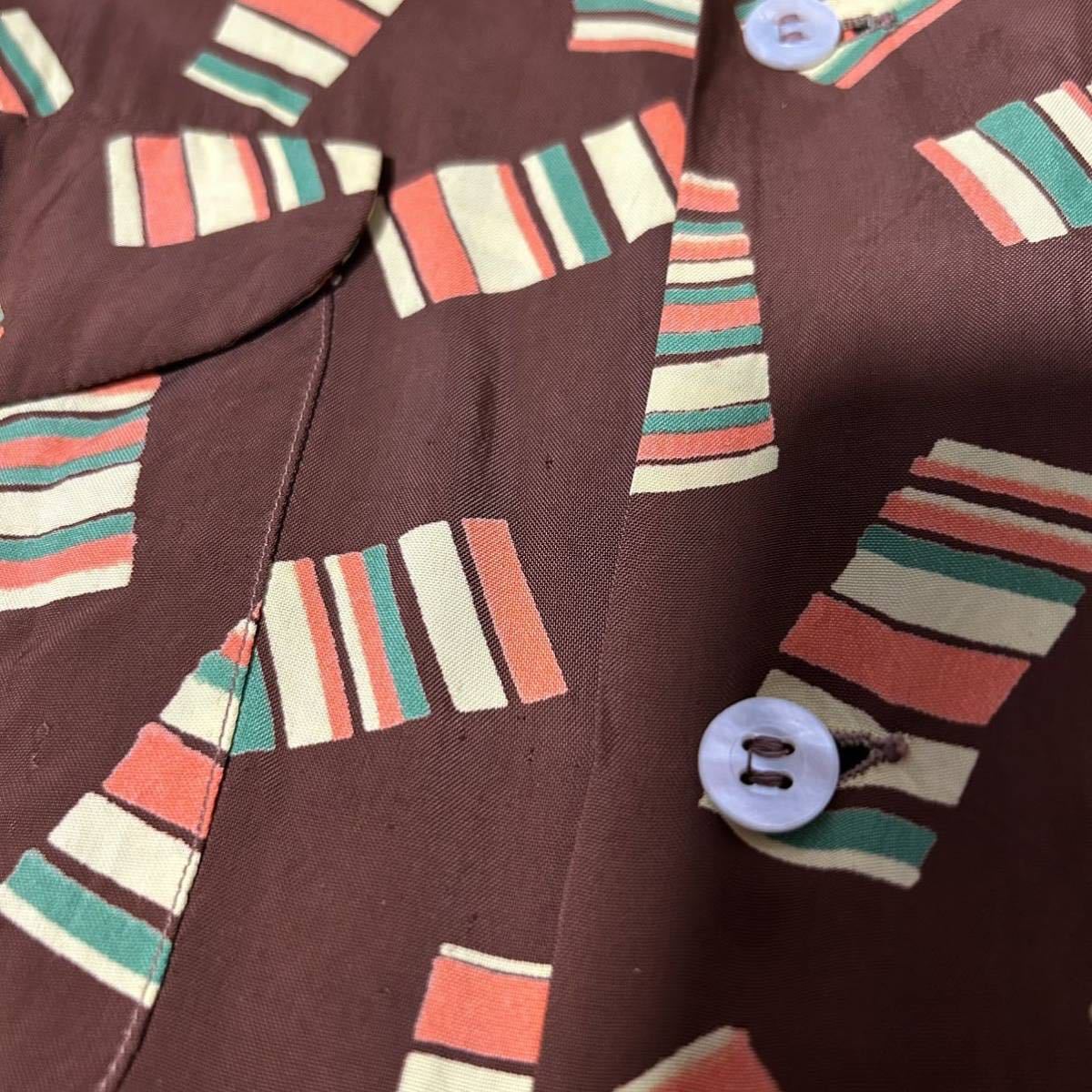 50s Van Heusen アトミック柄 オープンカラーシャツ ビンテージ 