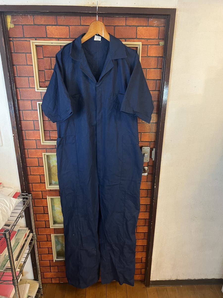 つなぎ ツナギ オールインワン 紺系 XL ビックサイズ 半袖 重ね着 作業 