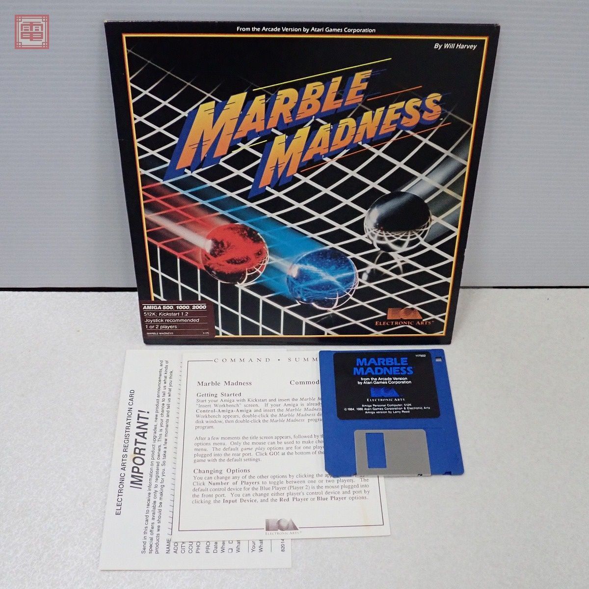 AMIGA 3.5インチFD MARBLE MADNESS エレクトロニックアーツ ELECTRONIC ARTS 箱説ハガキ付 動作未確認【20