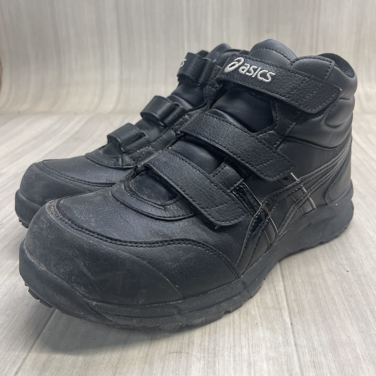 A-7 asics アシックス ウィンジョブ 安全靴 作業用 ベルクロ ブラック 