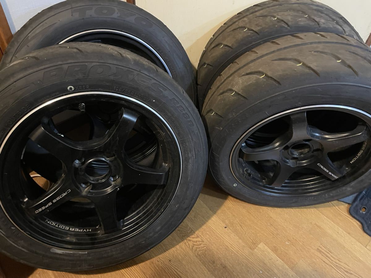 4本☆X-SPEED CROSS SPEED クロススピード■PCD-100 4穴 15インチ 7.0J■195/55R15 TOYO TIRES PROXES R888R 西濃運輸 営業所止め 送料無料