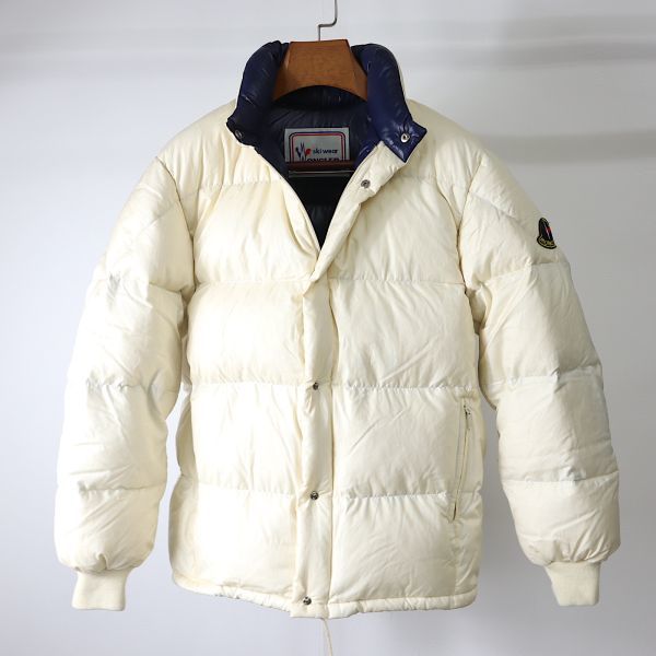 1円〜 モンクレール MONCLER 3-ZF030 コットン　腕ロゴ ダウンジャケット メンズ ホワイト