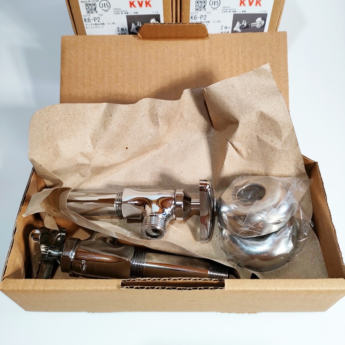 ◇未使用保管品◇ KVK アングル形 止水栓 K6-P2 1箱2個入×10箱セット 