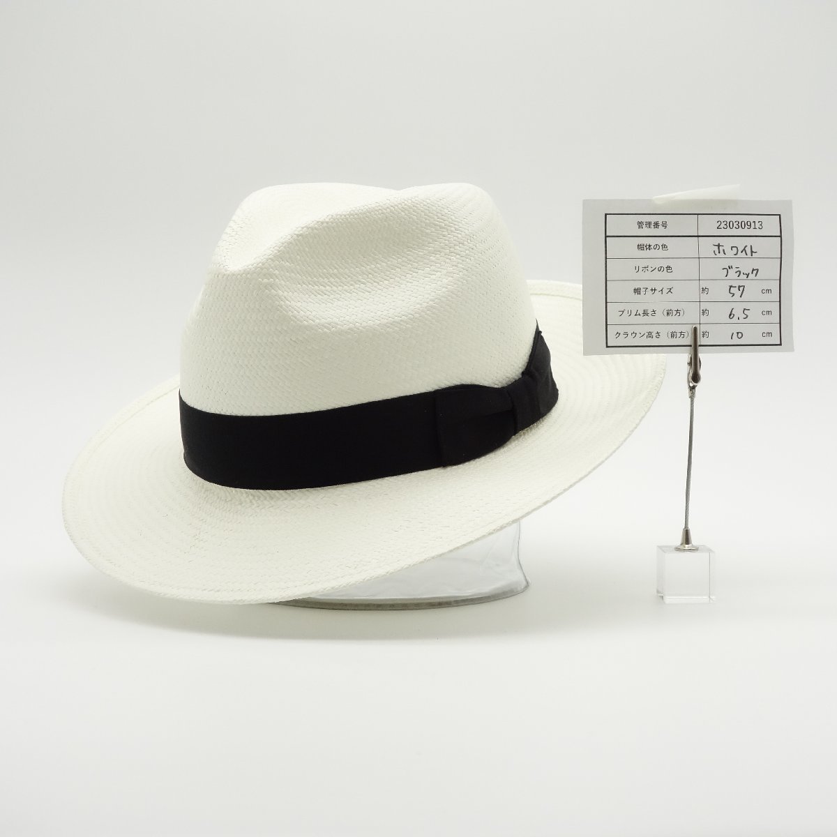 新品】オメロオルテガ パナマハット ホワイト リボン（オメロオルテガ 