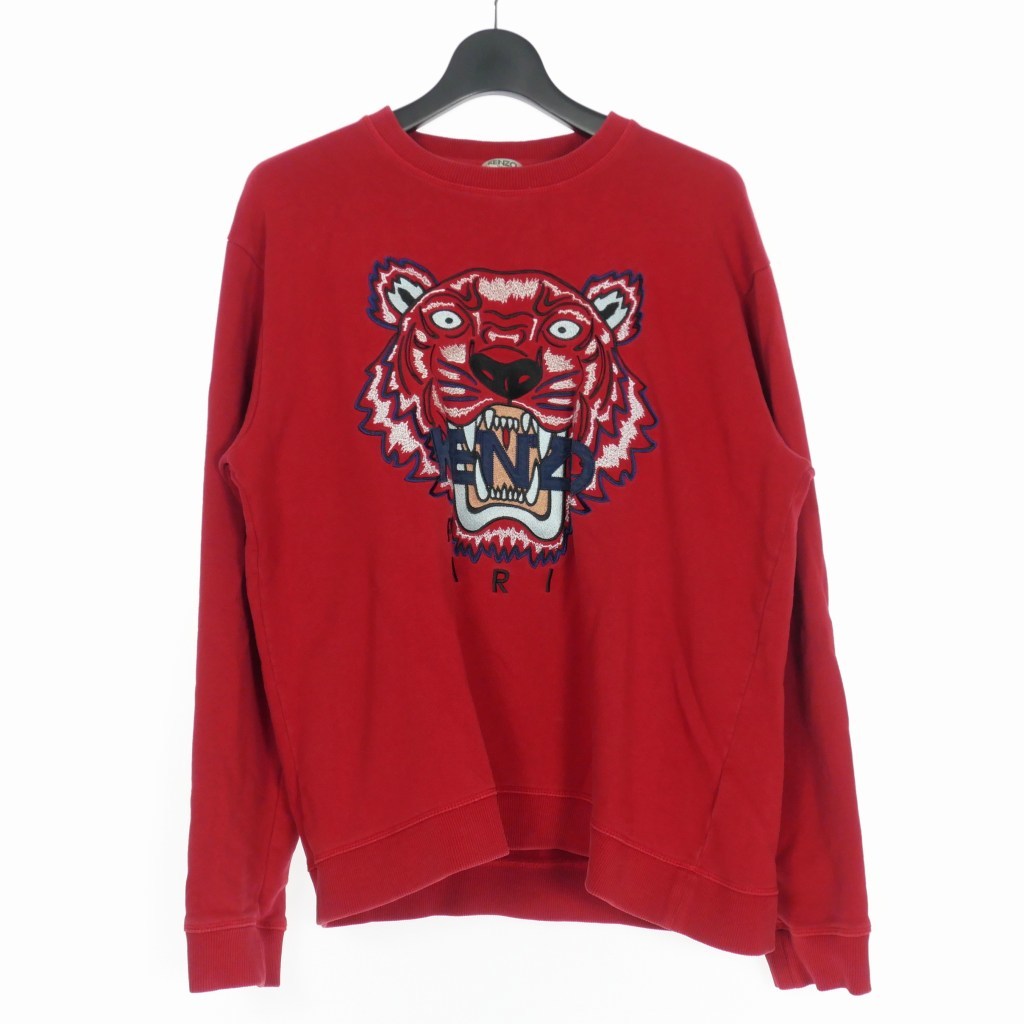 ケンゾー KENZO タイガー 刺繍 スウェット トレーナー XL レッド 赤