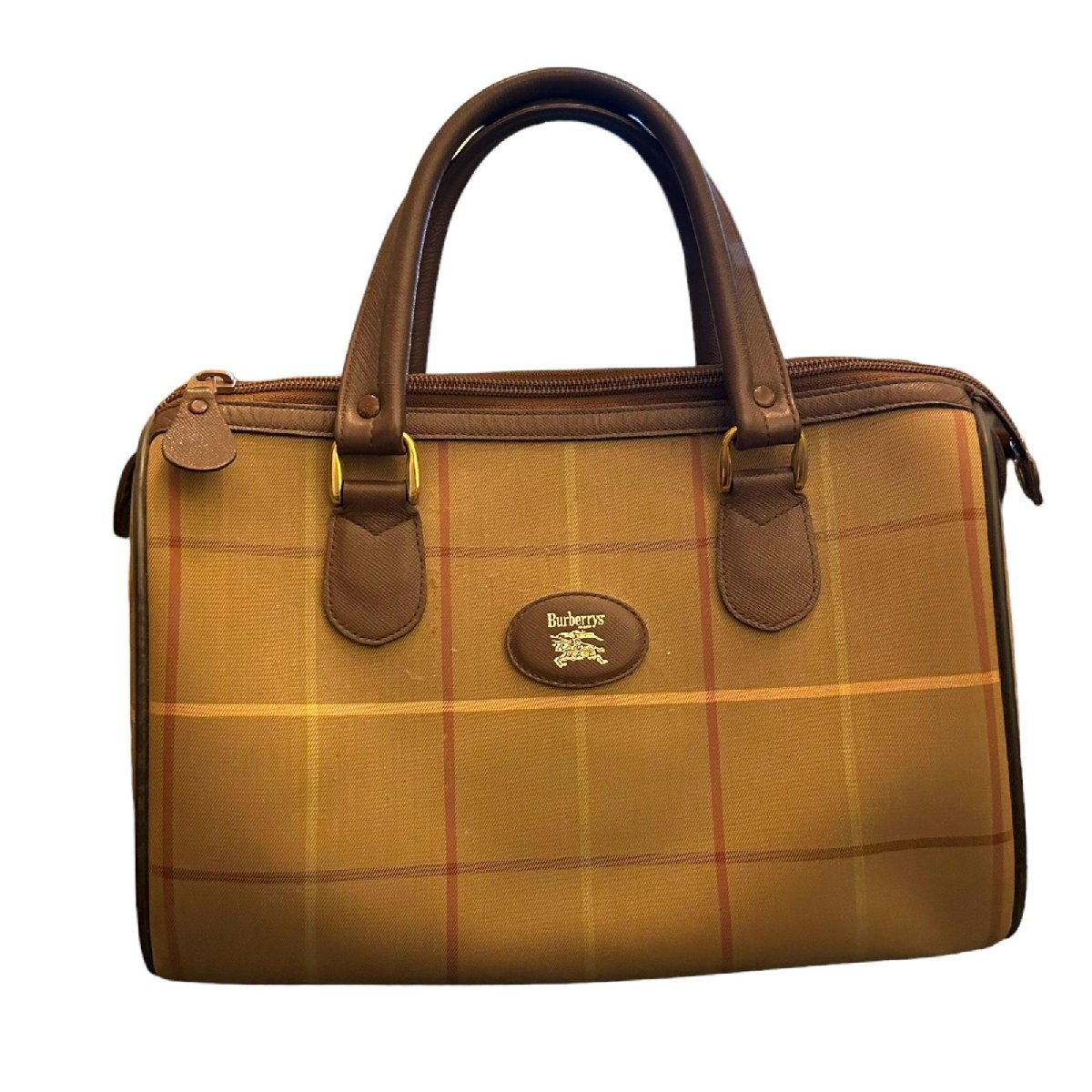 BURBERRY バーバリー ノバチェック ハンドバッグ キャンバス×レザー ヴィンテージ ハンドバッグ