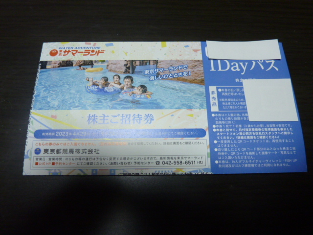 サマーランド】 つまらなかっ 1Dayパス 7枚 株主ご招待券 フリーパス 