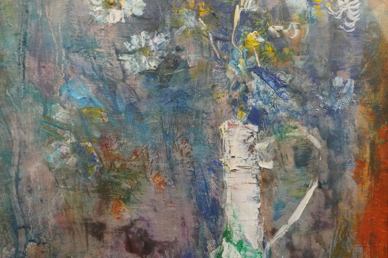 F64◇洋画家【山田茂人】油彩8号「残花」真作 花と花瓶 日展会員 光風