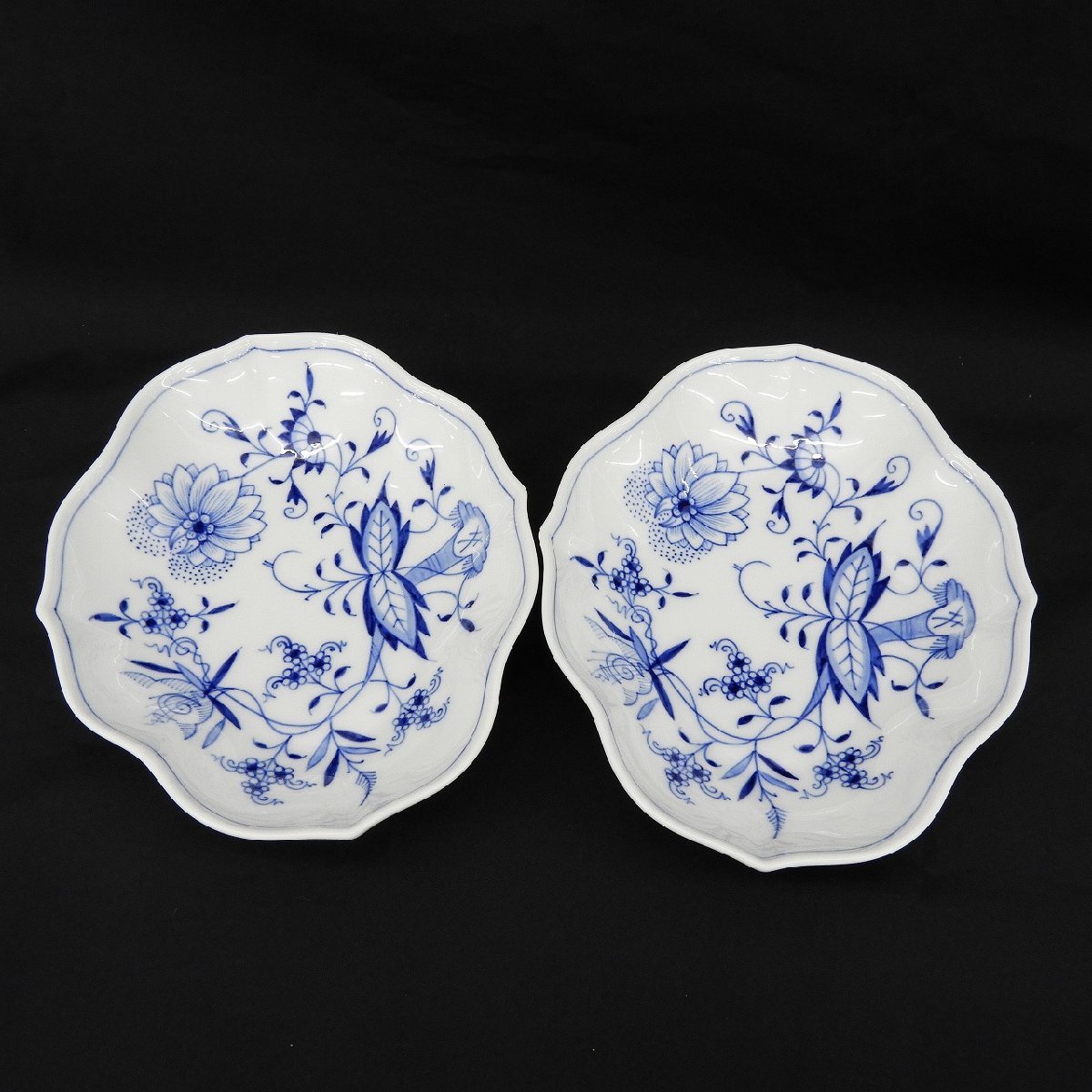 美品】MEISSEN マイセン ブルーオニオン ディッシュ 皿 ひし形プレート