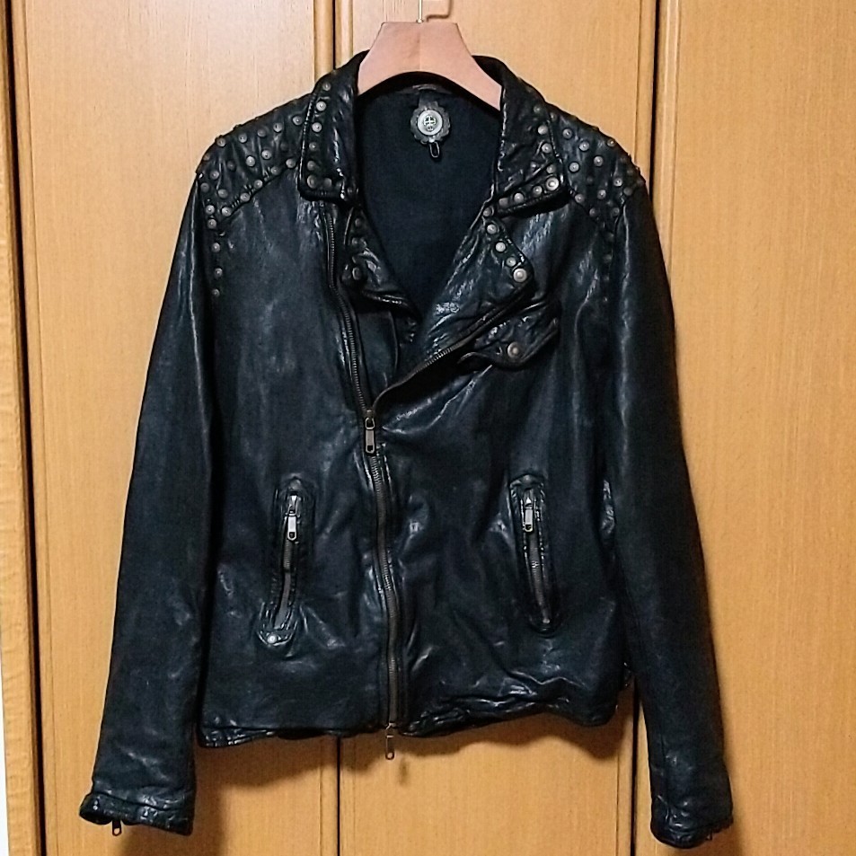 SANTACROCE サンタクローチェ ダブルライダースジャケット レザージャケット イタリア製 neil barrette ニールバレット FAKTOR スタッズ