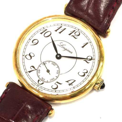 ロンジン 腕時計 ラウンド スモセコ 白文字盤 ゴールド金具 クォーツ メンズ 純正 尾錠 LONGINES