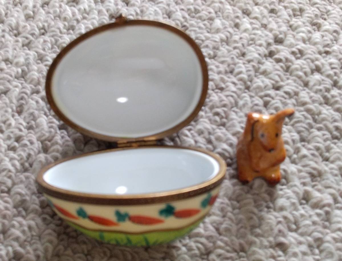 リモージュ＊LIMOGES＊ヒンジボックス ＊ウサギ＊イースター＊エッグ型