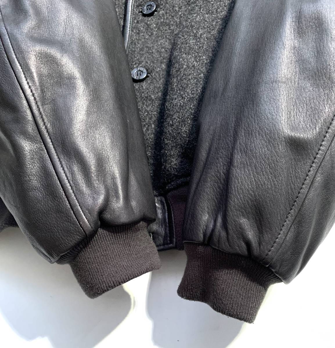 パパス 最高級定価10万超Papas 袖レザー スタジャン L鹿革 Papas
