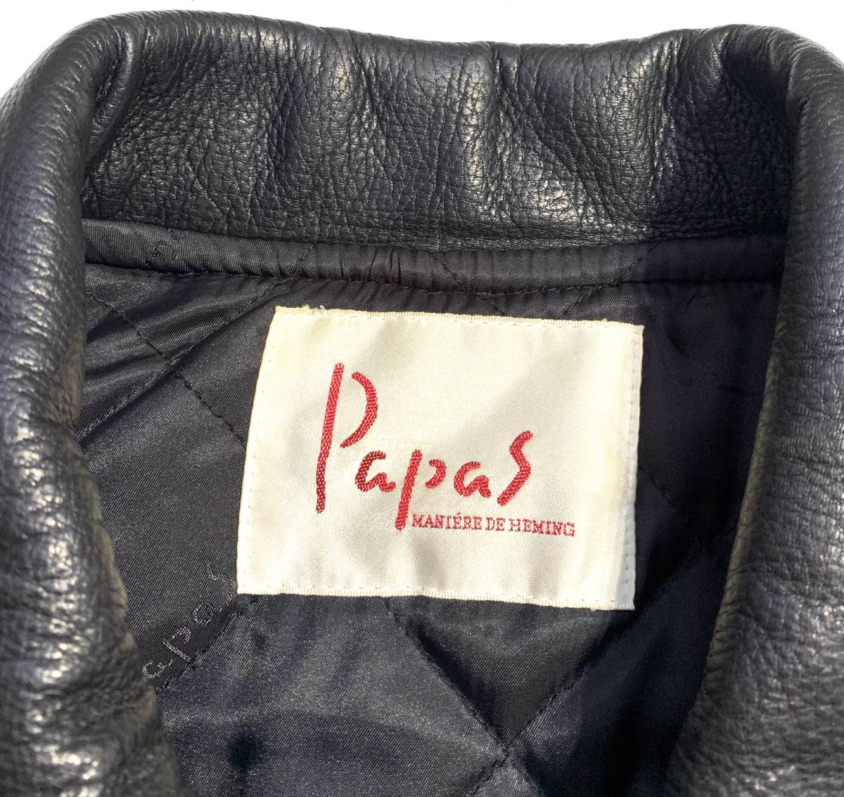 パパス 最高級定価10万超Papas 袖レザー スタジャン L鹿革 Papas