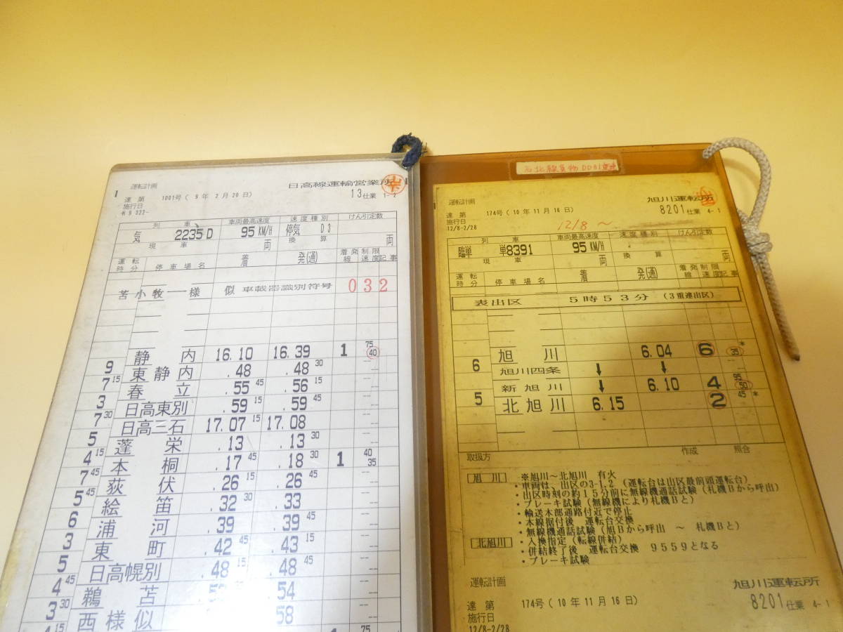 鉄道廃品】 鉄道放出品 スタフ 通表③ケース付き 苫小牧運転区 旭川 