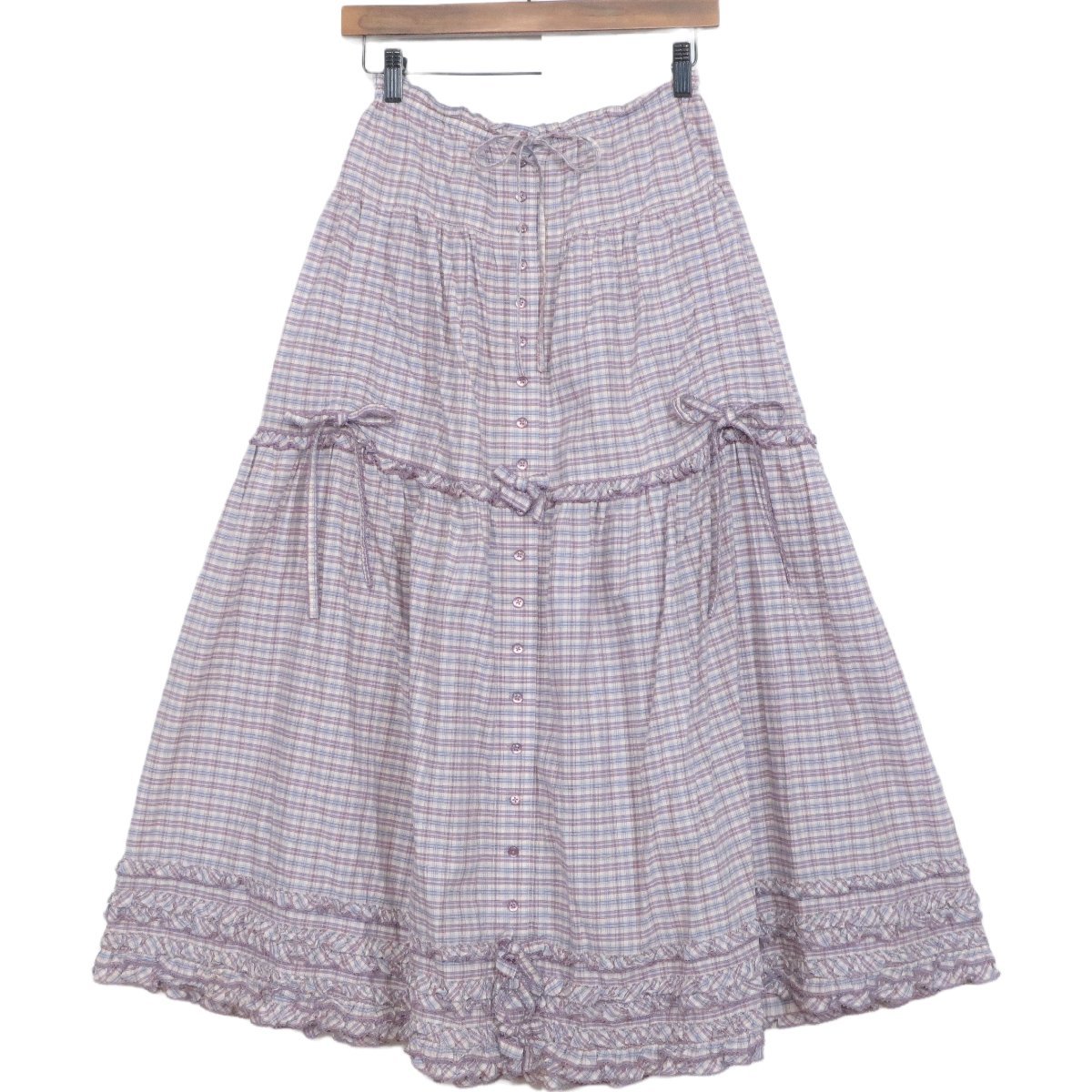 美品】ピンクハウス☆ギャザースカート ピコレース ティアードフリル  